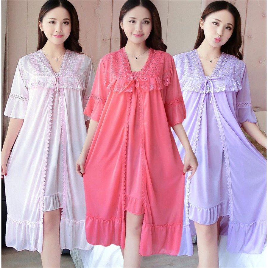 2024 Sexy V Neck Nightdress Sl - Robe Silk Women recension och pris