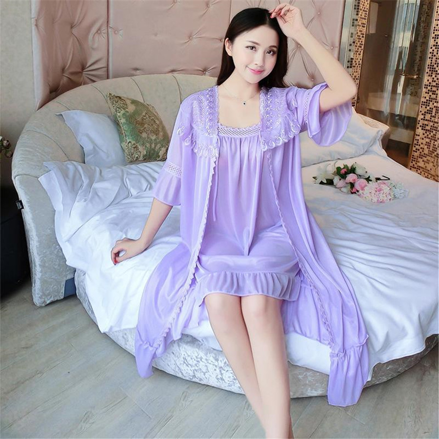 2024 Sexy V Neck Nightdress Sl - Robe Silk Women recension och pris