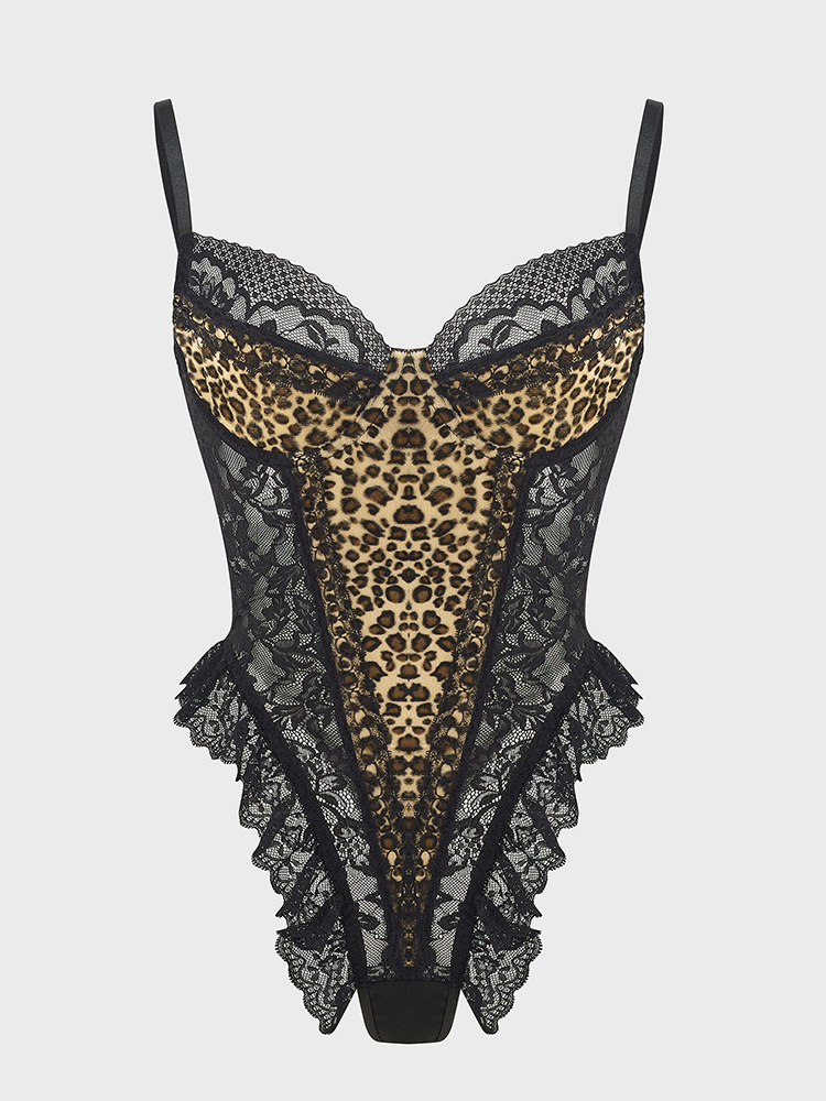 Sexy Lace Leopard Pattern Body - Shapewear Bodysuit Firm recension och pris