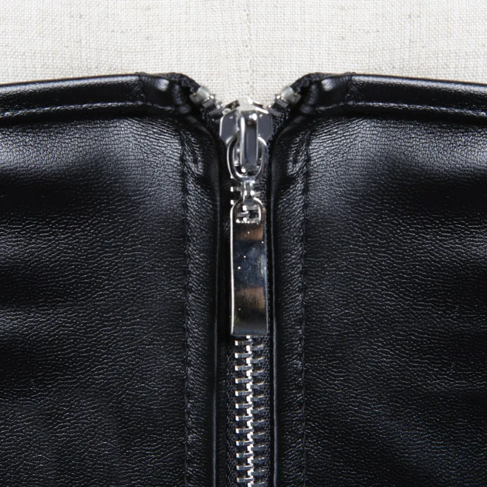 Black Short Zipper PU Faux Lea - Corset Waist Cinch recension och pris