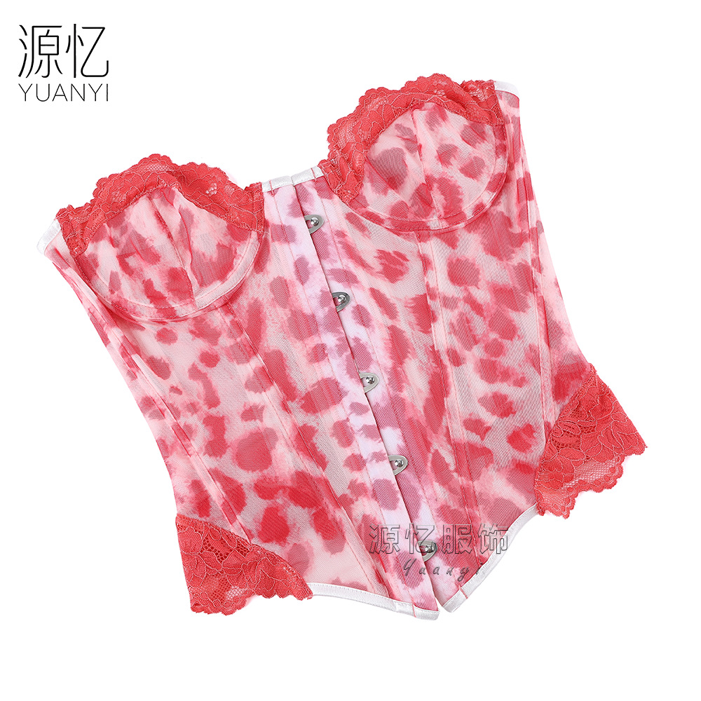 Front-closure Pink Leopard Pri - Corset Waist Cinch recension och pris