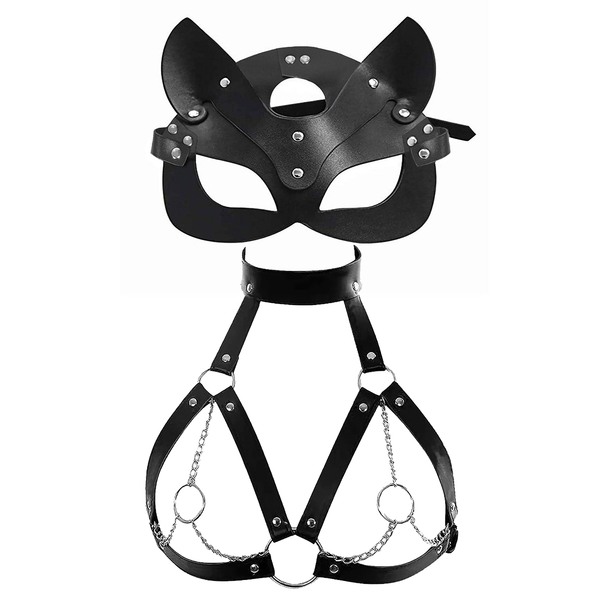 Women Sexy Mask Blindfold Cosp - Garter Belt Set recension och pris
